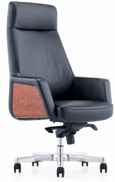 Кресло руководителя Бюрократ _Antonio черный кожа крестов. алюминий