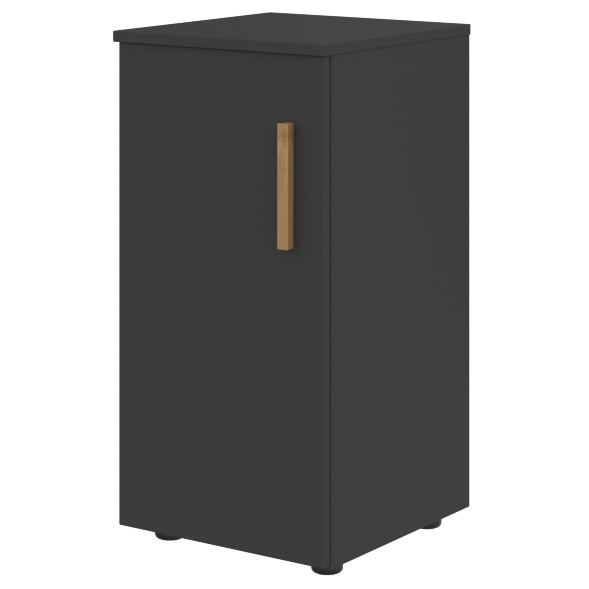 Шкаф колонка с глухой малой дверью (L) и топом FLC 40.1(L) Белый премиум/Дуб Гамильтон 404х429х818