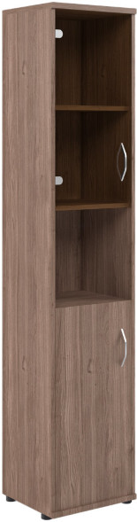 Шкаф колонка с малой глухой и стеклянной дверьми СУ-1.4(L) Ясень Шимо 406*365*1975 в Полевском 